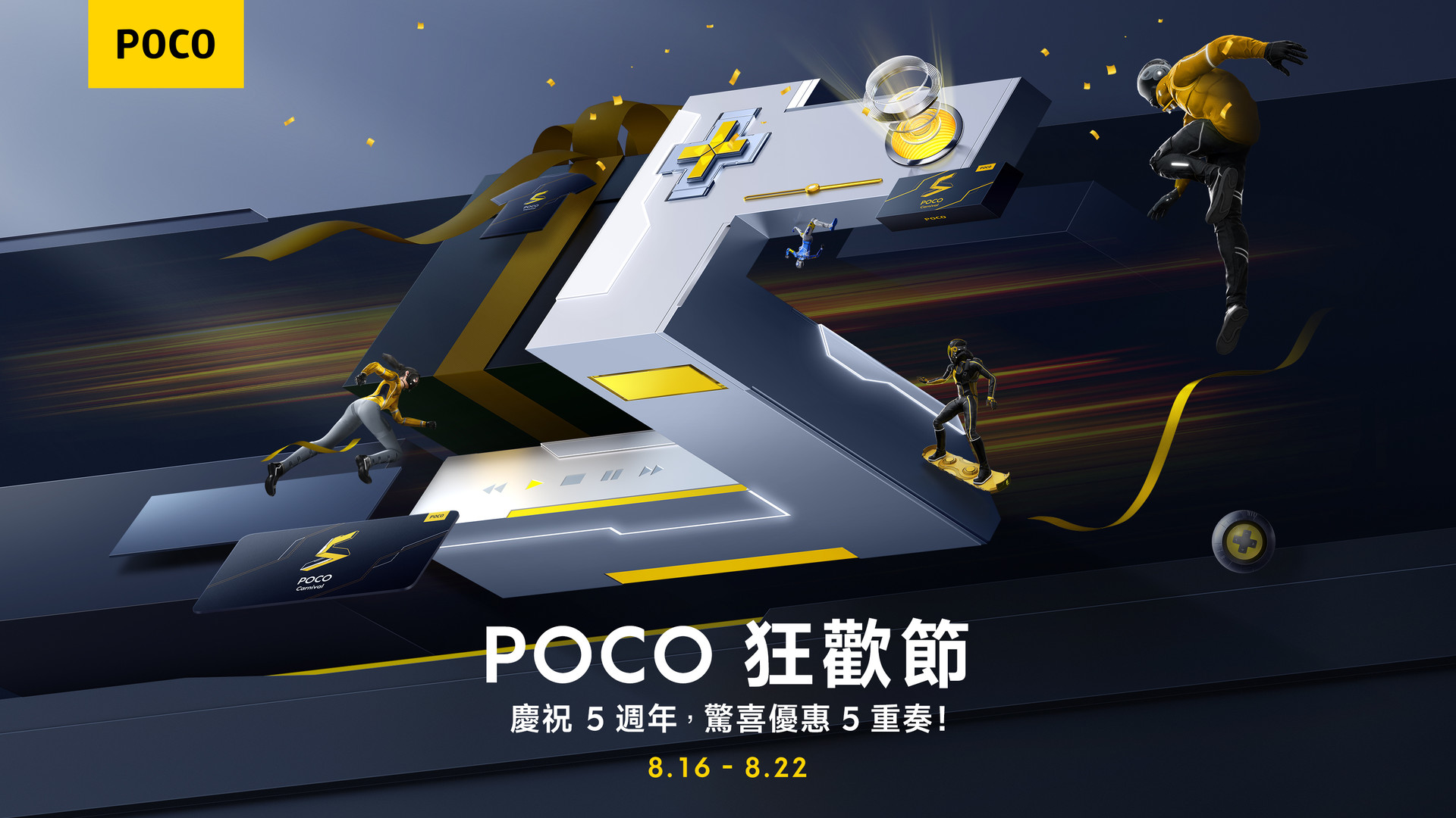 POCO 慶祝品牌 5 週年手機最高直降 5,000 元，並祭出驚喜狂歡 5 重奏活動