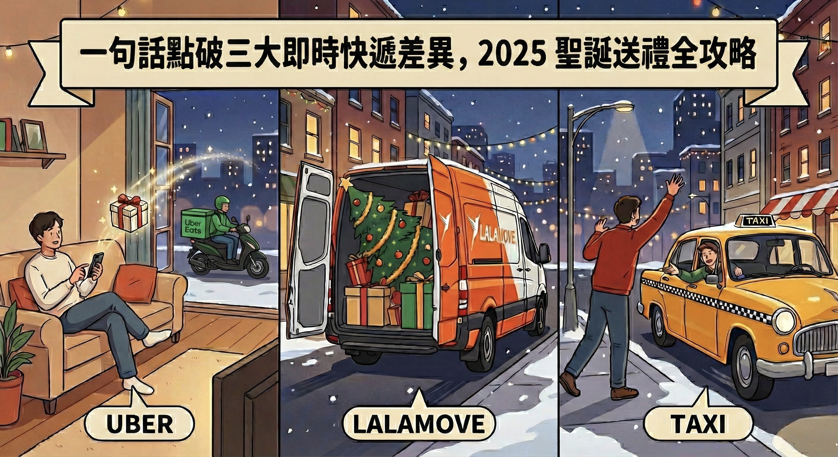 別被運費帶著走！一句話點破 Uber / Lalamove / 計程車即時快遞差異，2025 聖誕送禮全攻略